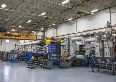 The 3300 Ton Van Dorn in Sterling Heights at Plastic Molding Development is shown here.