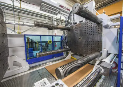 The front platten of the 770 Ton Wittmann Battenfeld in Michigan's Plastic Molding Development facility.