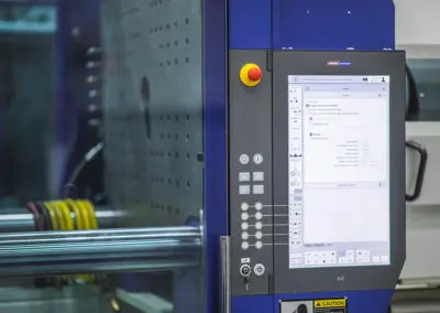 This image shows the control panel of the 350 Ton Wittmann Battenfeld.