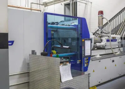 The 350 Ton Wittmann Battenfeld for injection molding in Sterling Heights, Michigan is shown here.