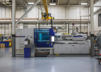 The 350 Ton Wittmann Battenfeld injection molding machine in Sterling Heights, Michigan at Plastic Molding Development Company is shown here.