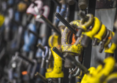 This is a closeup, decorative image of tools used at Plastic Molding Development Company in Sterling Heights, Michigan.